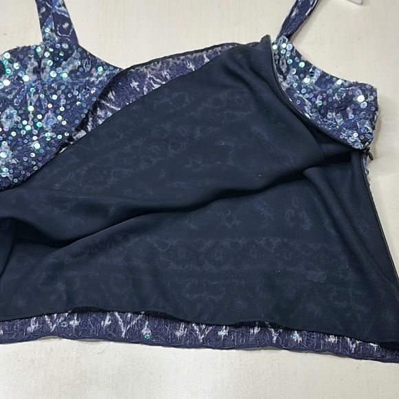 Lafayette 148 New York Blue Sequin Hand Beaded Camisole Top Size 10 - Picture 7 of 12